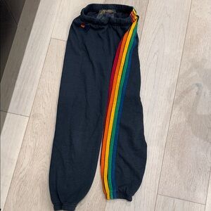 Dark Gray / Navy Aviator Nation Joggers with Rainbow Stripe